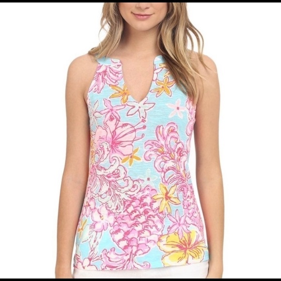 Lilly Pulitzer Breakwater Blue Lolita Arya Tank Top Size Small - Picture 1 of 7